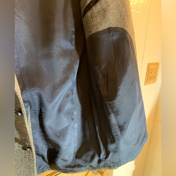 Vintage Imperial Pure Wool Grey Herringbone Tweed Sport Coat Blazer Size 42L USA - Picture 8 of 10